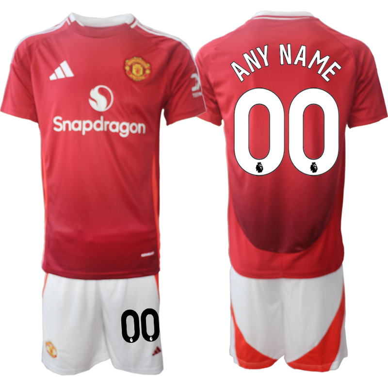 Men 2024-2025 Club Manchester United home Red customized Soccer Jersey->customized soccer jersey->Custom Jersey